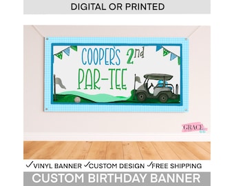 Golf Birthday Banner • Personalized Golf Party Decoration • Par-Tee Birthday Sign • Golf Theme Banner for Boy or Girl • 1st Birthday Decor