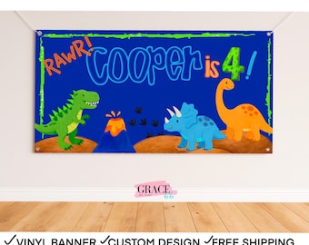 Dinosaur Birthday Banner | Dino Birthday Banner | Rawr Dinosaur Birthday Party Decor | T-Rex Birthday Banner | Boys Dinosaur Birthday Sign