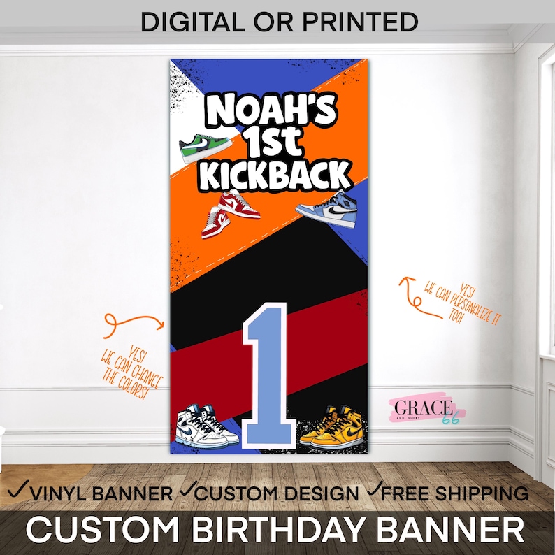 Kickback Sneaker Ball Banner, Sneaker Ball Backdrop, Birthday Party ...