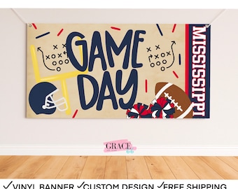 Custom Football Banner – Game Day Party Decor – HOMECOMING Banner – College Football Tailgate Decorations – Personalized Football Sign