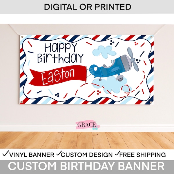 Airplane birthday banner, airplane birthday party banner, Time Flies Birthday Decor, Airplane nammer backdrop, Boys airplane birthday party