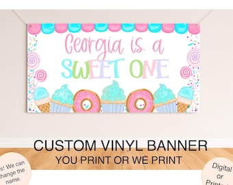 Sweet One Birthday Banner, Sweet One Party Banner, Donut First Birthday Banner, Girl First Birthday Banner, Sweet One Backdrop