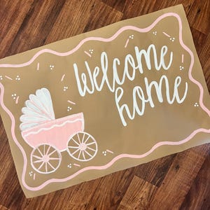 Bienvenue à la maison de bébé / Bannière en papier kraft / Bannière en papier brun peinte à la main