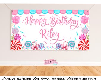 Candy Land Birthday Banner • Sweet Shop Party Backdrop • Candy Theme Birthday Decor • Candy Themed Birthday Party Decor
