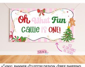 Oh What Fun It Is To Be ONE Banner, Christmas 1st Birthday Banner, Oh What Fun First Birthday Backdrop, Oh What Fun Birthday Banner