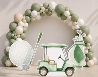Golf Birthday Party Props, Golf Cart Standee, Golf Ball Cutout, Golf Bag Sign, Par Tee Birthday Decorations, Golf Theme Party Decor