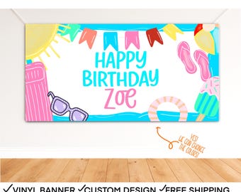 Pool Party, Pool Bash, Summer Party, Pool Party Banner, Swimming Banner, Summer Party Banner, Swim Party Banner, Birthday Banner