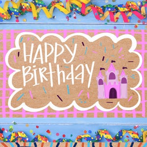 Modelo de banner de aniversário em papel kraft | Banner com traçado de projetor | Placa de festa faça você mesmo | Arquivo digital de 61 cm x 102 cm ou 76 cm x 152 cm