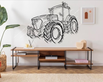 Silueta de tractor en metal para pared, decoración rústica, regalo para granjero, decoración de tractor, decoración de granja, regalo para papá, regalo del Día del Padre