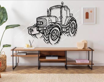 Silueta de tractor en metal para pared, decoración rústica, regalo para granjero, decoración de tractor, decoración de granja, regalo para papá, regalo del Día del Padre