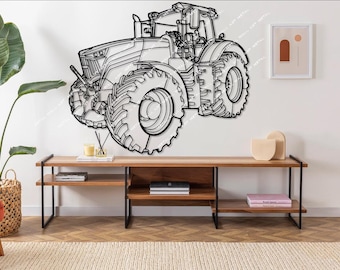 Silueta de tractor en metal para pared, decoración rústica, regalo para granjero, decoración de tractor, decoración de granja, regalo para papá, regalo del Día del Padre