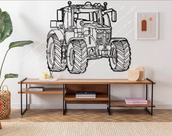 Silueta de tractor en metal para pared, decoración rústica, regalo para granjero, decoración de tractor, decoración de granja, regalo para papá, regalo del Día del Padre