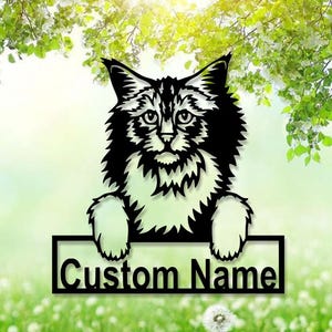 Paletto in metallo personalizzato per gatto delle foreste norvegesi, paletto in metallo personalizzato per gatto, paletto commemorativo per giardino per animali domestici, cartello in metallo per esterni per gatto, paletto regalo per cimitero per animali domestici