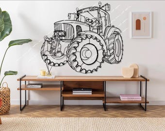 Silueta de tractor en metal para pared, decoración rústica, regalo para granjero, decoración de tractor, decoración de granja, regalo para papá, regalo del Día del Padre