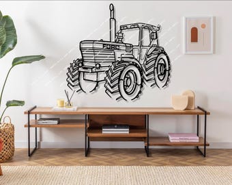 Silueta de tractor en metal para pared, decoración rústica, regalo para granjero, decoración de tractor, decoración de granja, regalo para papá, regalo del Día del Padre