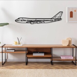 747-200B Aeroplane Silhouette Metal Wall Art , Airplane Wall Decor, Gifts, Custom Gift, Gardening Gift, Personalized Gifts