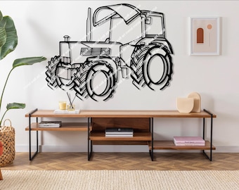 Silueta de tractor en metal para pared, decoración rústica, regalo para granjero, decoración de tractor, decoración de granja, regalo para papá, regalo del Día del Padre