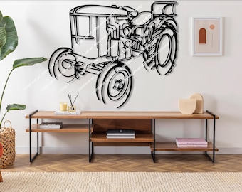 Silueta de tractor en metal para pared, decoración rústica, regalo para granjero, decoración de tractor, decoración de granja, regalo para papá, regalo del Día del Padre