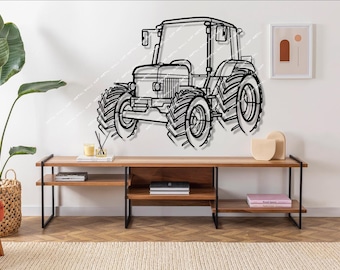 Silueta de tractor en metal para pared, decoración rústica, regalo para granjero, decoración de tractor, decoración de granja, regalo para papá, regalo del Día del Padre