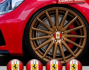 Ferrari Wheel Center Stickers: Epoxy Resin Rim Badges (Set of 4)