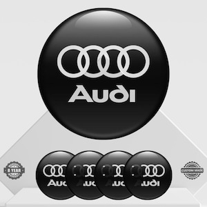 Adhesivos para el centro de las ruedas Audi: Insignias abovedadas resistentes a los rayos UV (juego de 4), todos los modelos