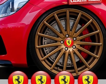 Ferrari Wheel Center Cap Stickers: 3D Silicone Emblem Decals - Set of 4