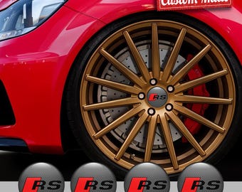 Audi RS Wheel Hub Decals: 3D Epoxy Resin Stickers, UV Resistant