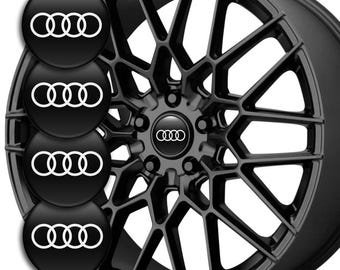 Audi Wheel Center Cap Stickers: 3D Epoxy Resin Decals, Set of 4