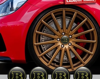 Custom Brabus Wheel Stickers: 3D Domed Rim Cap Decals (Set of 4)