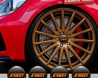 Enkei Wheel Stickers: 3D Epoxy Resin Decals for Rims (Set of 4)