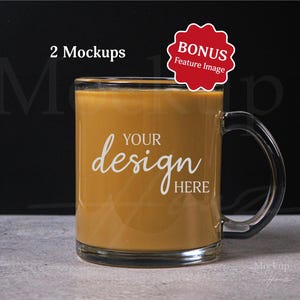 Glass Mug Mockup, 10oz Clear Glass Mug Image, Cozy Coffee Cup Photo, Styled Stock Photo, Mug JPG, Instant Download, Mug Mock up