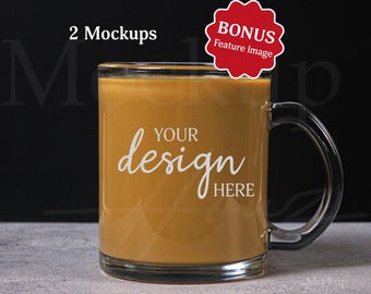 Clear Glass Mug Mockup: 10oz Coffee Cup Photo (Instant Download)
