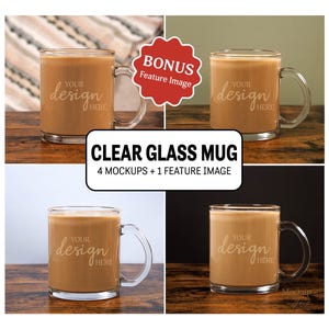 10oz Clear Glass Mug Mockup Cozy Glass Mug Mockup Coffee Cup Mockup Aesthetic Boho Mug Mockup Bundle Clear Cup Mockup Minimal Latte Mug Cute