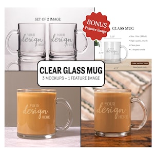 Glass Mug Mockup Cozy 10oz Clear Glass Mug Mockup Coffee Cup Mockup Aesthetic Boho Mug Mockup Bundle Clear Cup Mockup Minimal Latte Mug Cute