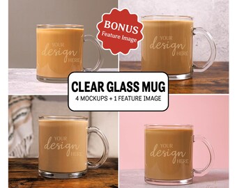 Clear Glass Mug Mockup Bundle: 10oz Coffee Cup (Digital Download)