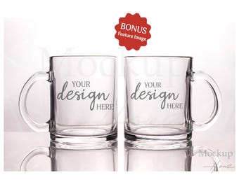 Clear Glass Mug Mockup: 10oz Coffee Cup Photo (Digital Download)