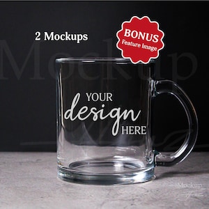 Glass Mug Mockup, 10oz Clear Glass Mug Image, Cozy Coffee Cup Photo, Styled Stock Photo, Mug JPG, Instant Download, Mug Mock up