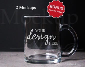 Clear Glass Mug Mockup: 10oz Coffee Cup Photo (Instant Download)