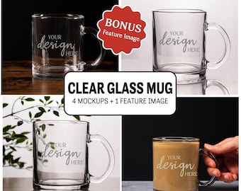 Clear Glass Mug Mockup Bundle: 10oz Latte Cup, Real Photos (Digital Download)