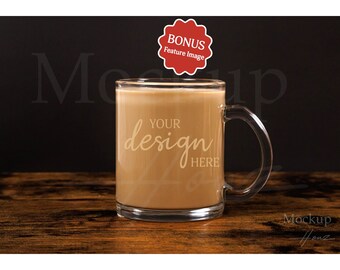 Clear Glass Mug Mockup: 10oz Coffee Cup Photo (Instant Download)