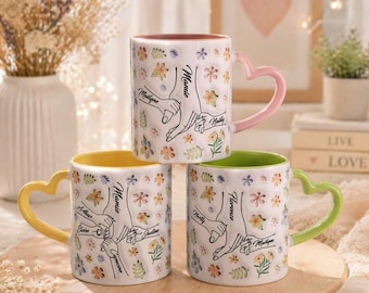 Cadeau Maman-idée cadeau femme - tasse personnalisable - Mug Fête des Mères Personnalisé avec Prénoms Fleurs en effet 3D Cadeau Maman Mamie
