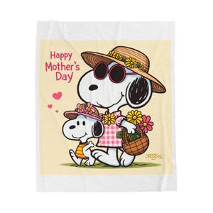 Samt-Plüsch-Decke - Snoopy-Hundegeschenk der Mutter, gemütlicher Überwurf für Mutter, niedliches Welpen-Liebhaber-Geschenk, weicher Fleece-Bettwäsche, Zeichentrickfigur