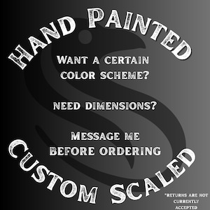 text that appears to be a message or instructions related to customizing or ordering something. The text is in a casual, handwritten style and is written in a circular format. The message seems to be about a color scheme, dimensions, and ordering preferences.