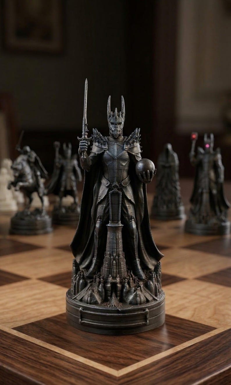 LOTR 3D Printed Chess Set, Lord of the Rings Inspired Chess Pieces ...