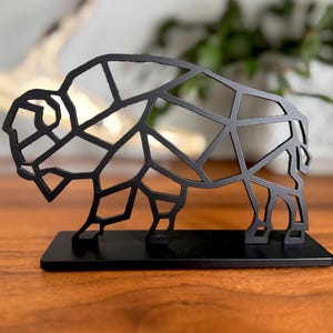 Steel Bison Sculpture | Metal Décor | Rustic Wildlife Statue | Buffalo Art | Prairie Home Accent