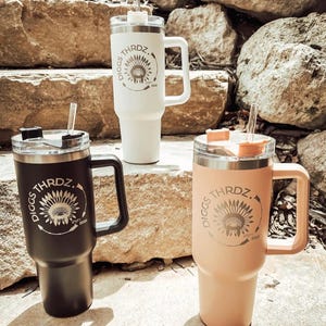 40oz Stainless Steel Travel Tumbler with Handle & Straw