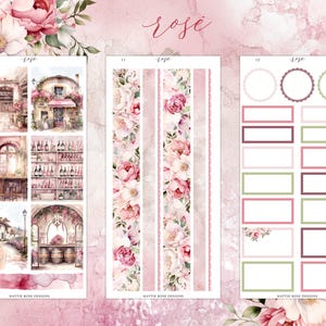 Rosé Wine Planner Sticker Kit | Floral Journal Stickers | Freestyle - Etsy