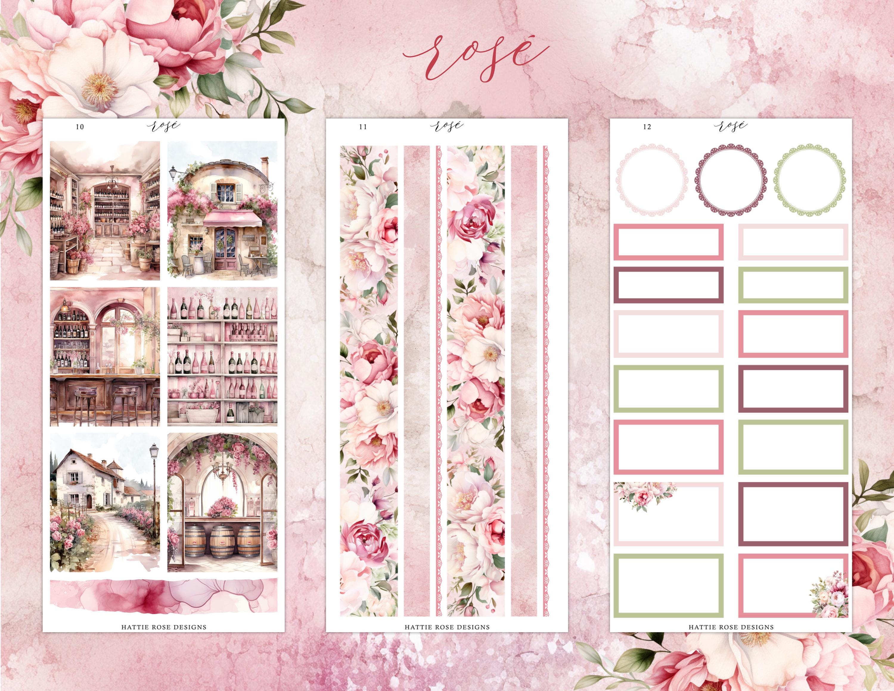 Rosé Wine Planner Sticker Kit | Freestyle Sticker Kit | Journaling ...