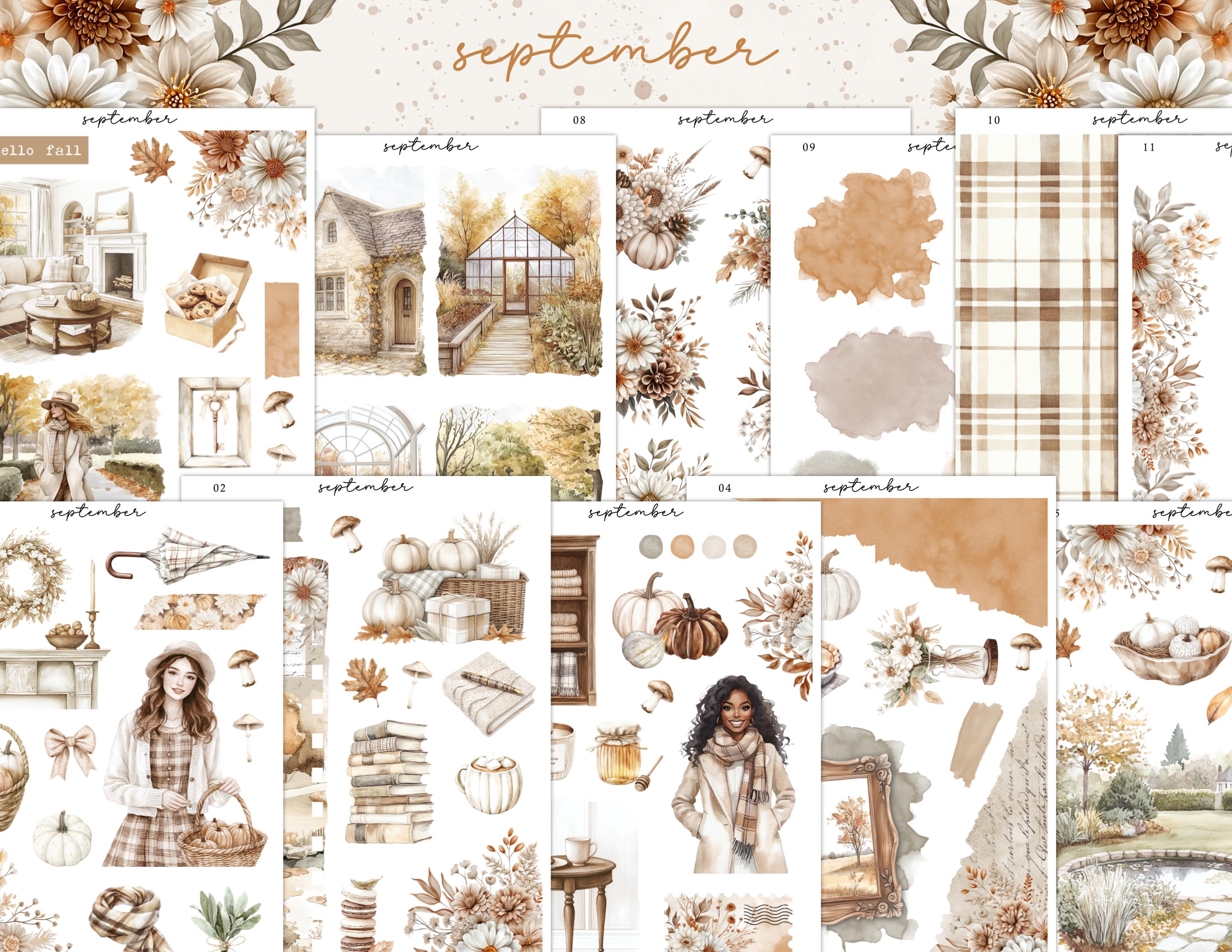 September Mini Planner Decorative Sticker Kit | Journaling | Bullet ...