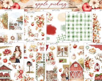 Apple Picking Mini Planner Decorative Sticker Kit | Journaling | Bullet Journal | Journal Stickers | Planner Stickers | Autumn Stickers |
